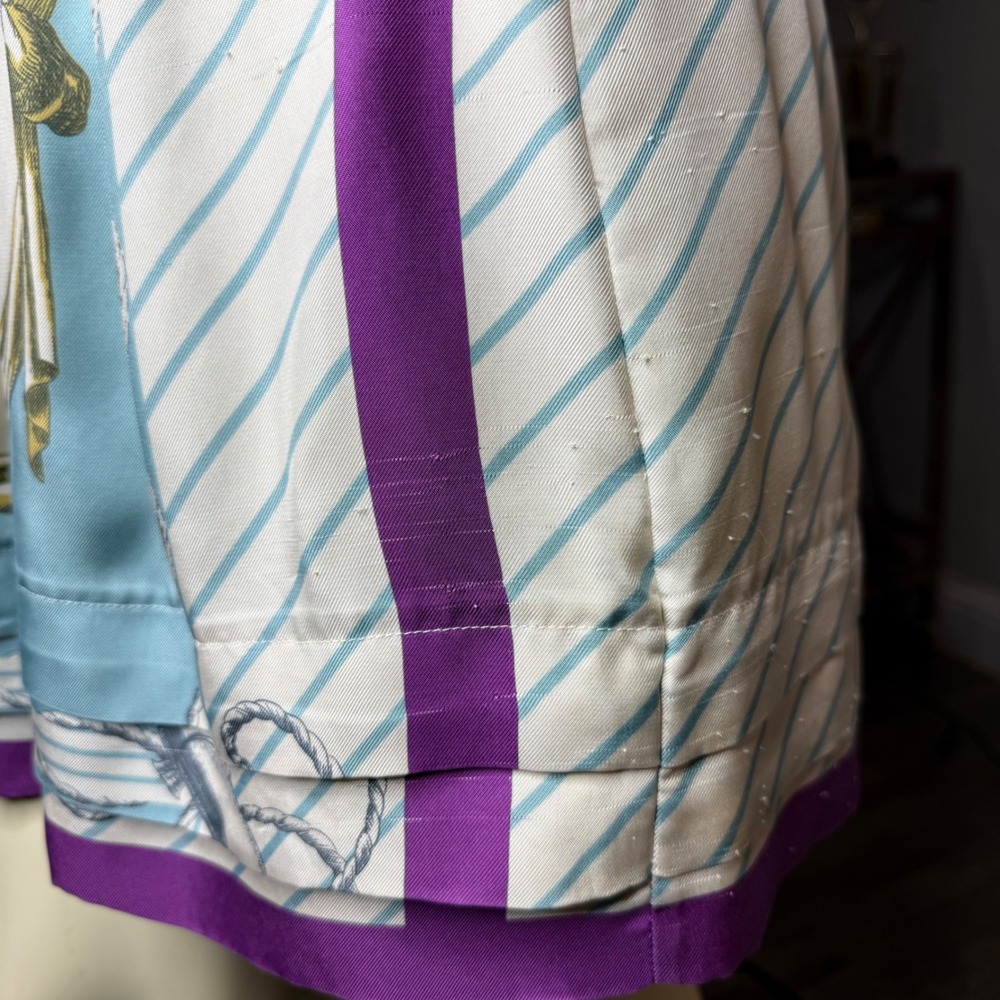Leifsdottir Nautical Ship 100% Silk Dress Womens Size 4 Blue White Purple - Picture 10 of 10